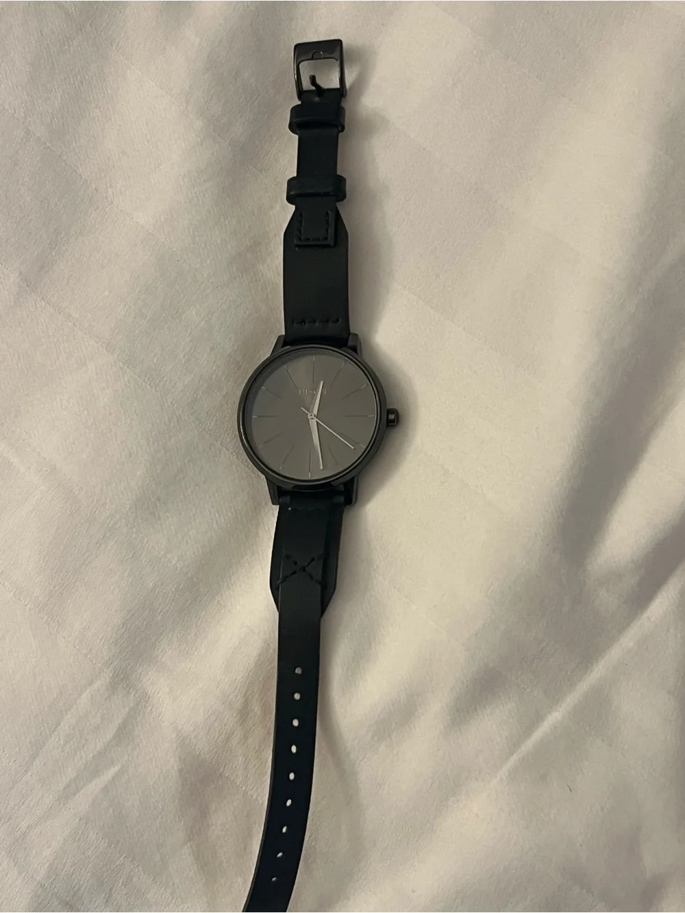 Nixon Black “Movin Out/The Kensington” Leather Strap Watch